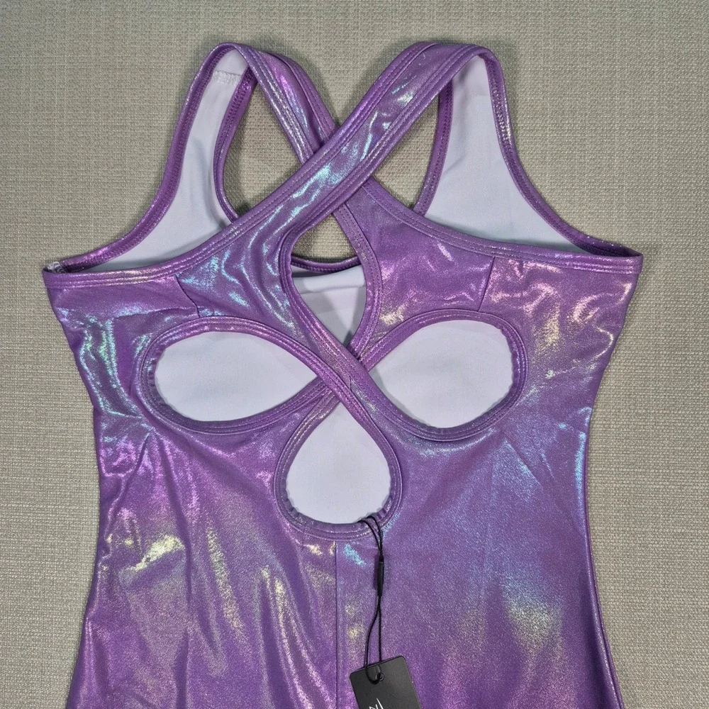 Zaclotre Girls Purple Metallic Leotard Ballet Dance Gymnastics Bodysuit 10-11 Y